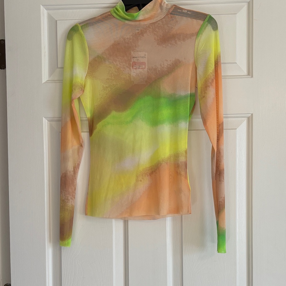 AFRM Vibrant Sheer Long Sleeve Top